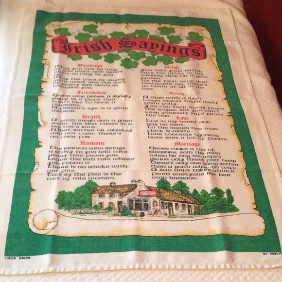 Vintage Irish Sayings tea towel collectible linen cotton retro kitchen - Picture 1 of 14